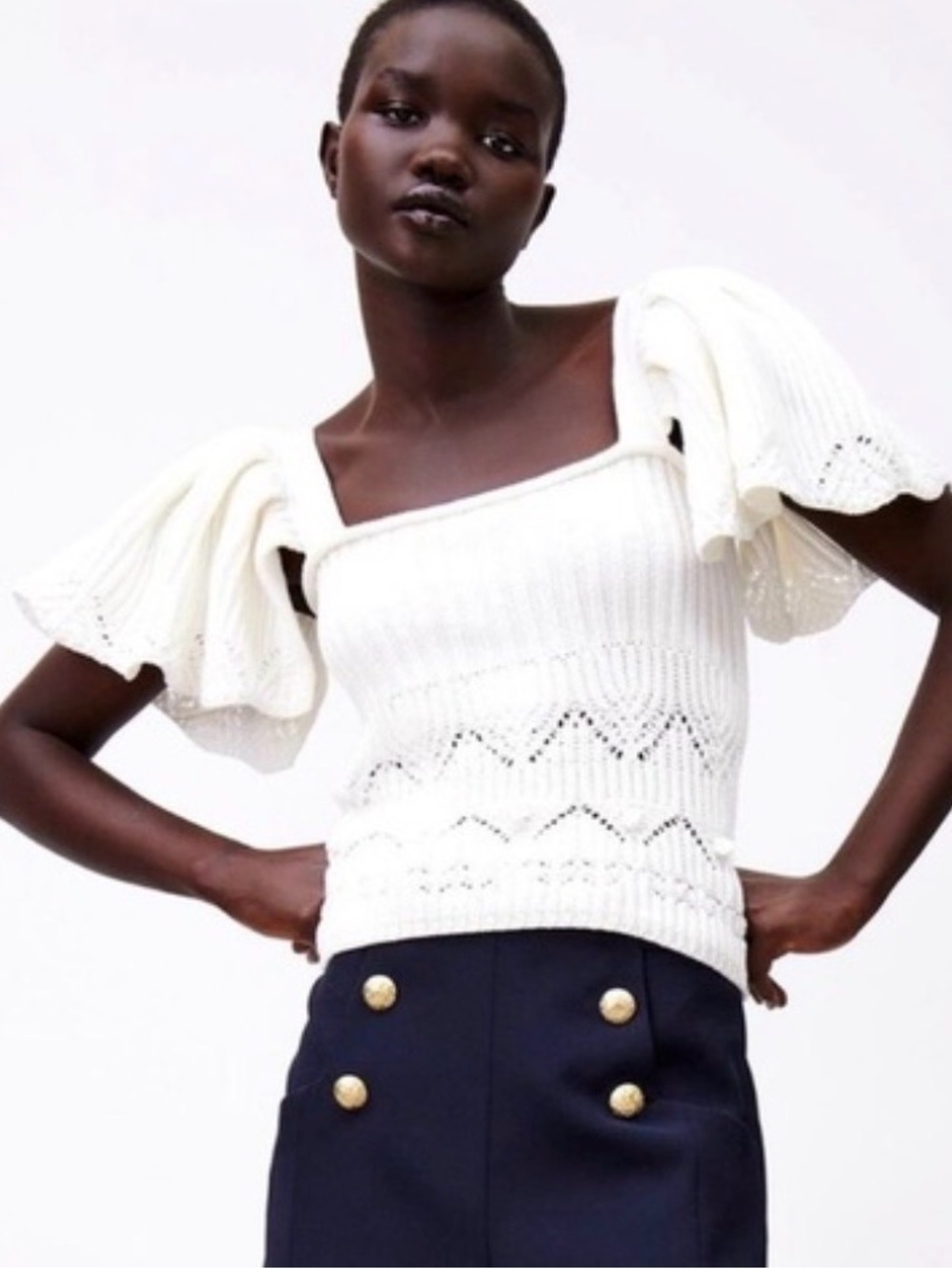 Zara Off-Shoulder Sweater in Cream